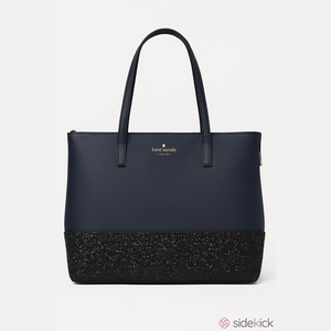 Kate Spade Navy Glitter Leather Large Tote Bag